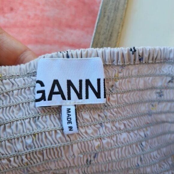 Ganni Gray Floral‎ Print Ruffle Poplin Tiered A-line Pocket Midi Sundress L - Picture 7 of 11